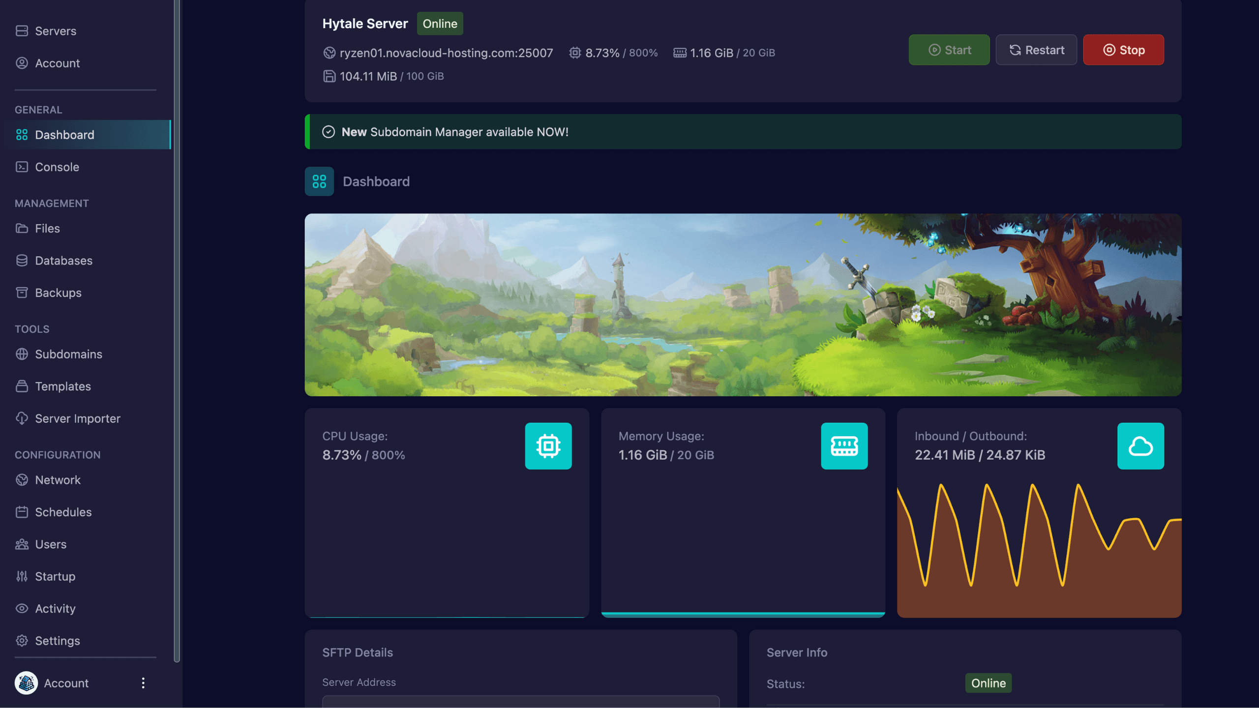 Hytale Control Panel